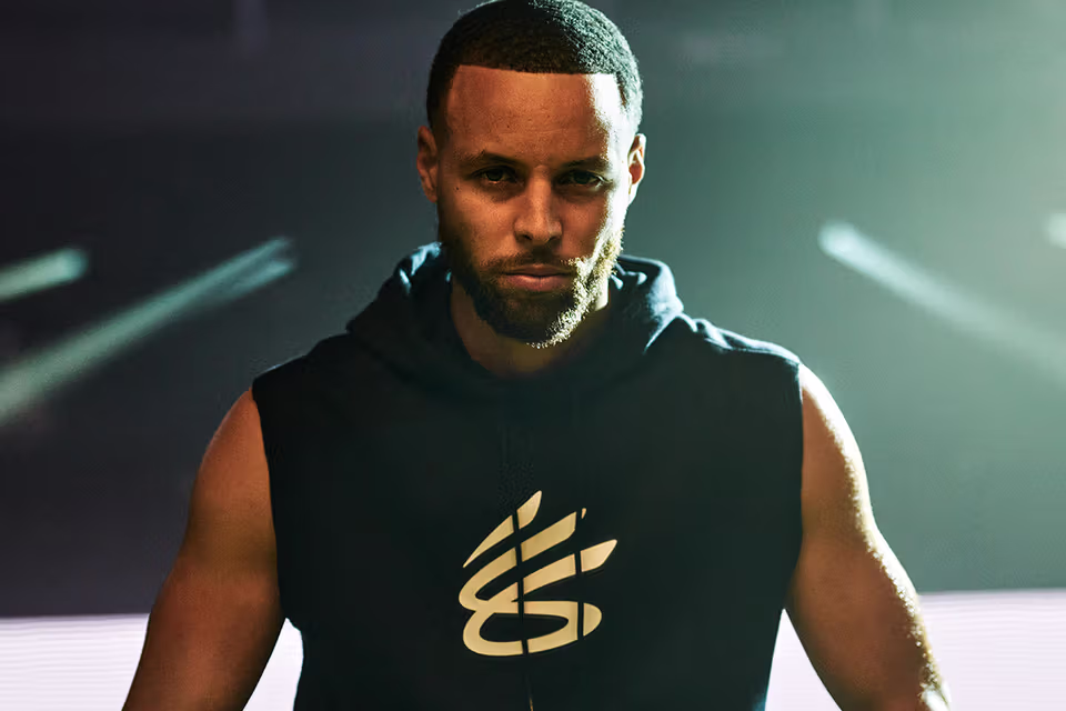 Steph Curry in branded athletic gear for Under Armour