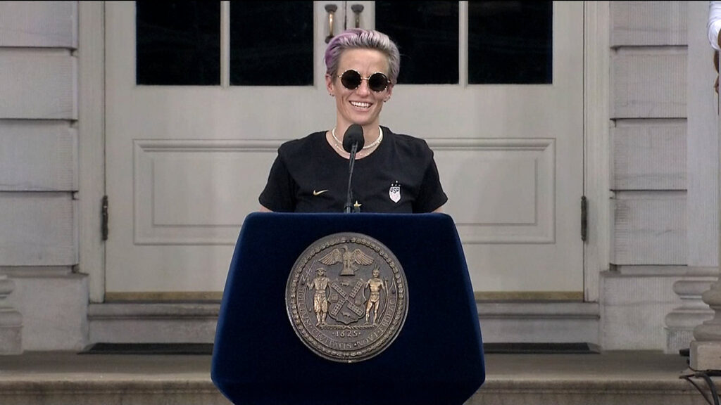 Megan Rapinoe speaking on equal pay