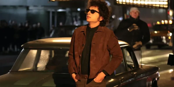 Timothée Chalamet styled as 1960s Bob Dylan in official biopic poster